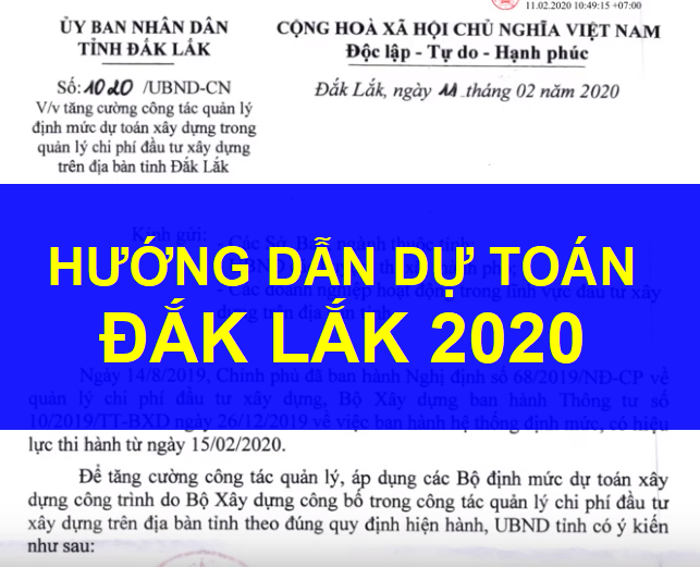Hướng dẫn lập dự toán Đắk Lắk theo văn bản 1020/UBND-CN ngày 11 tháng 2 năm 2020